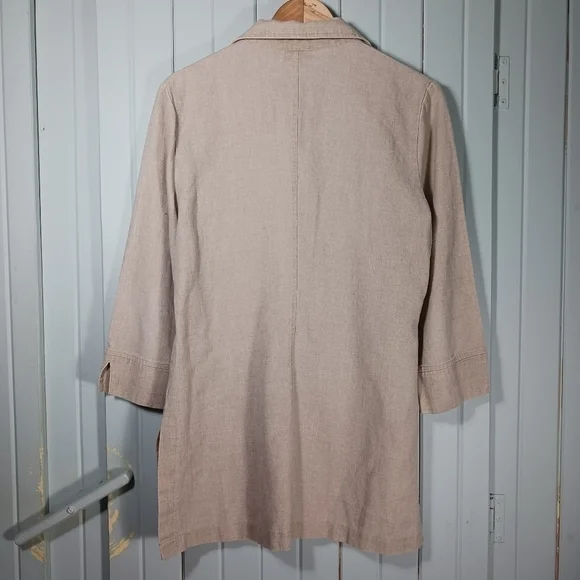 VINTAGE embroidered floral longline linen blend tunic blouse - Picture 3 of 7